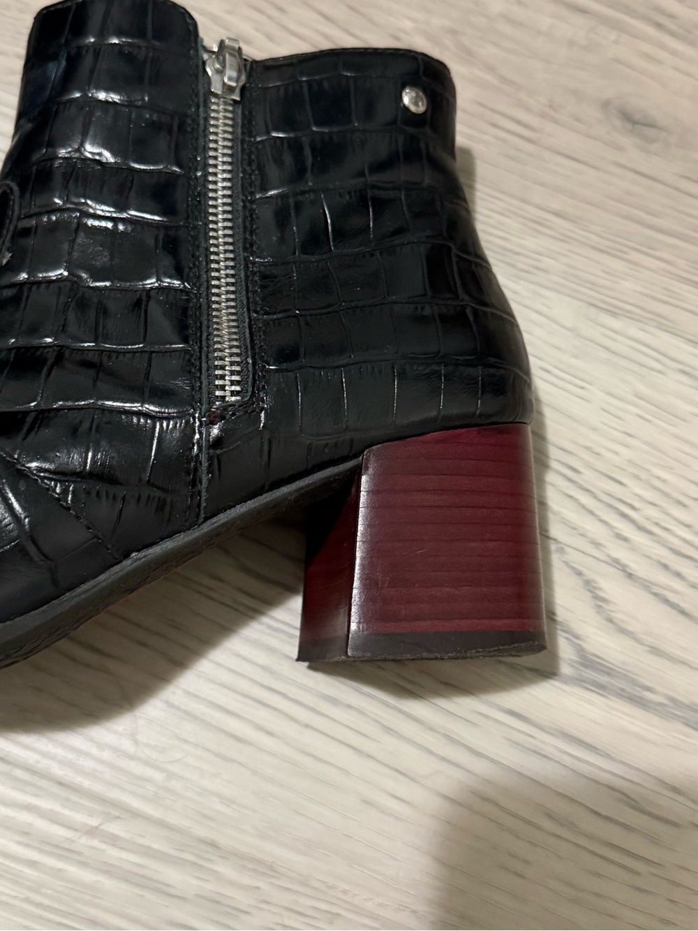 Pikolinos Womens Ankle Boots EU 39 US 8.5 Croc Embossed Leather Block Heel - Picture 4 of 9
